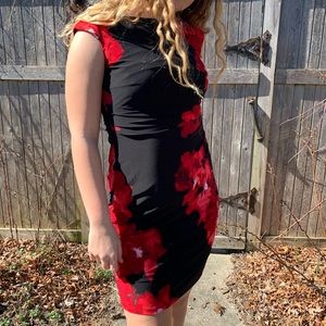Black dress with red flowers